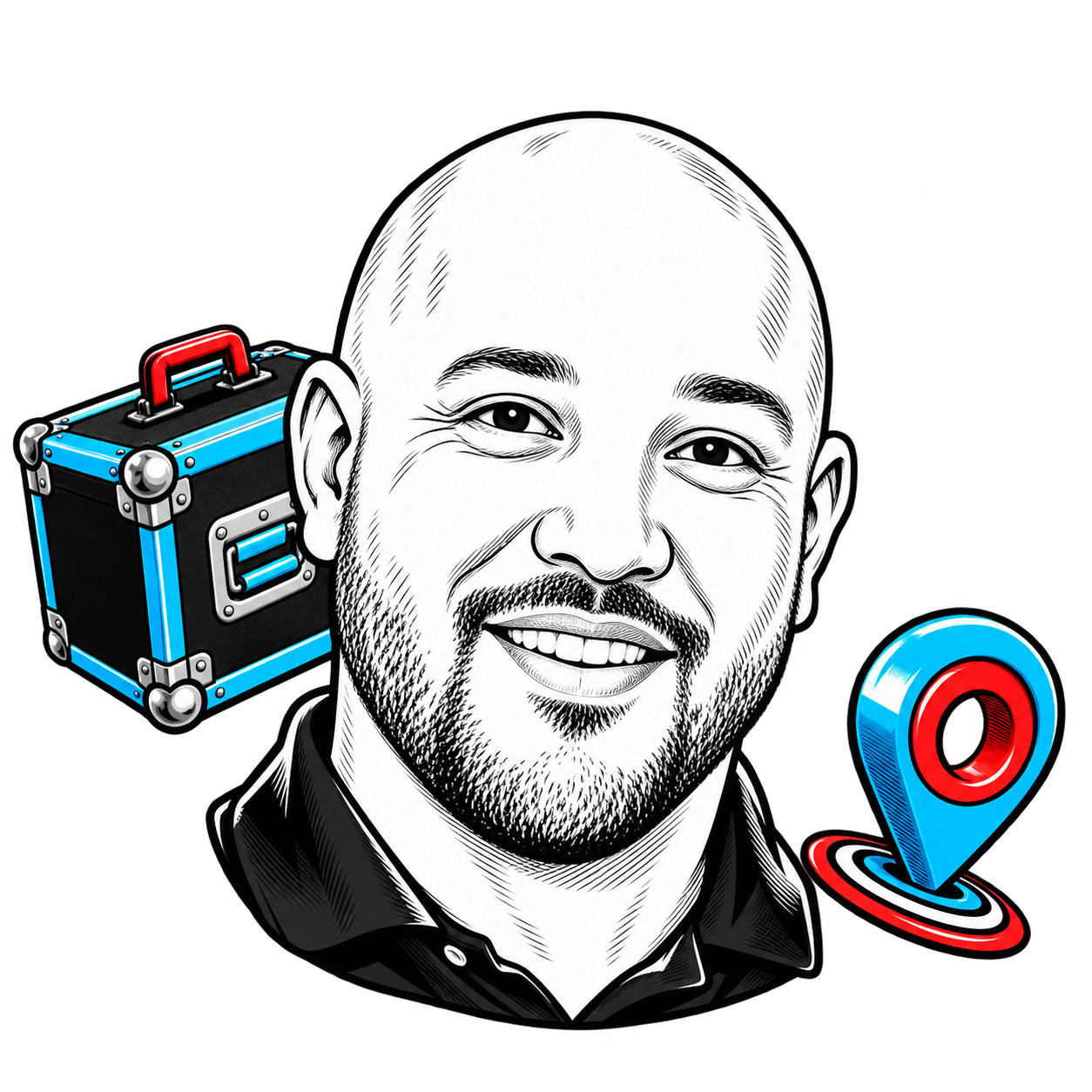 Retrato 2D de Amaury, con elementos 3D
